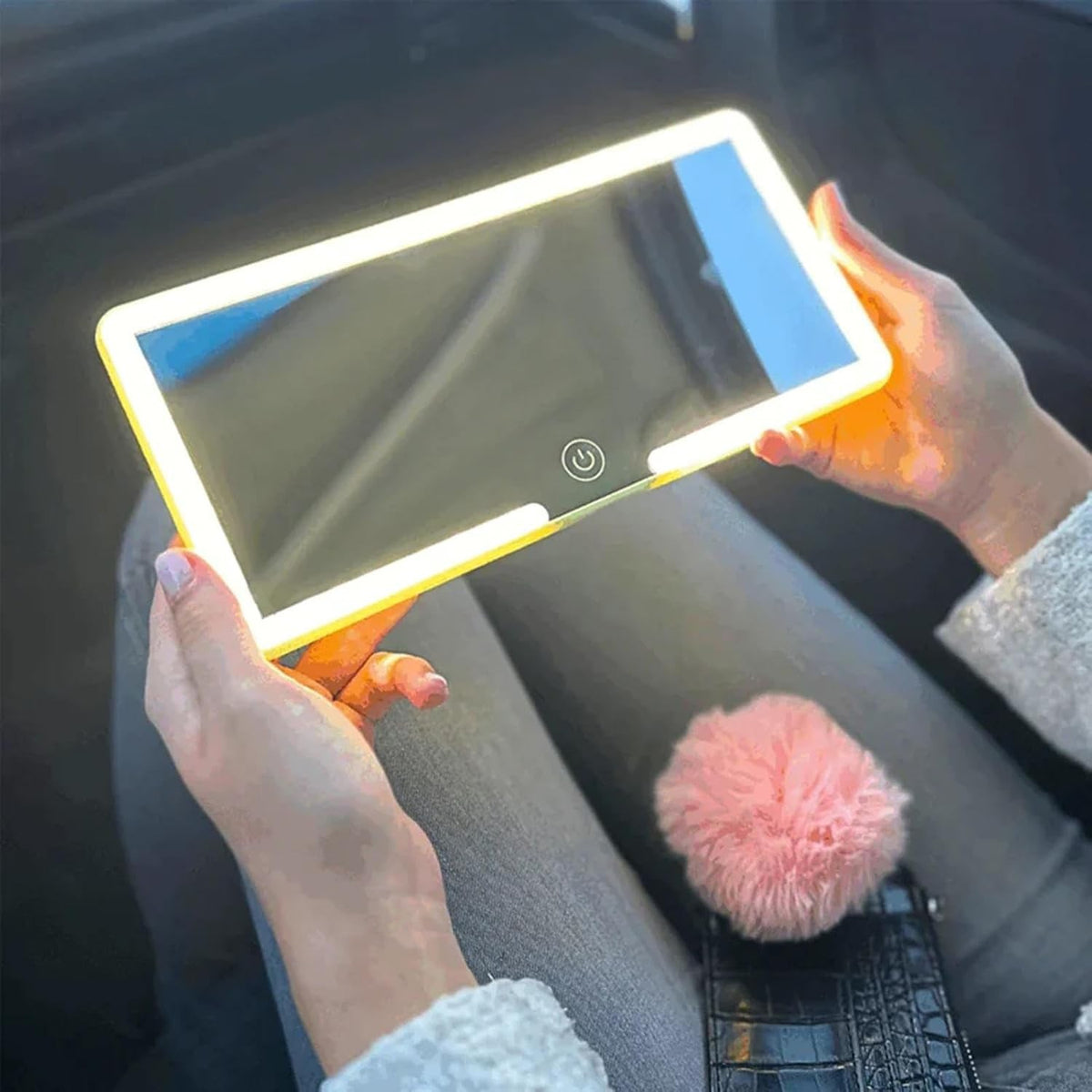 Rechargeable LED Car Vanity Mirror with 3 Light Modes Touch Dimmable White