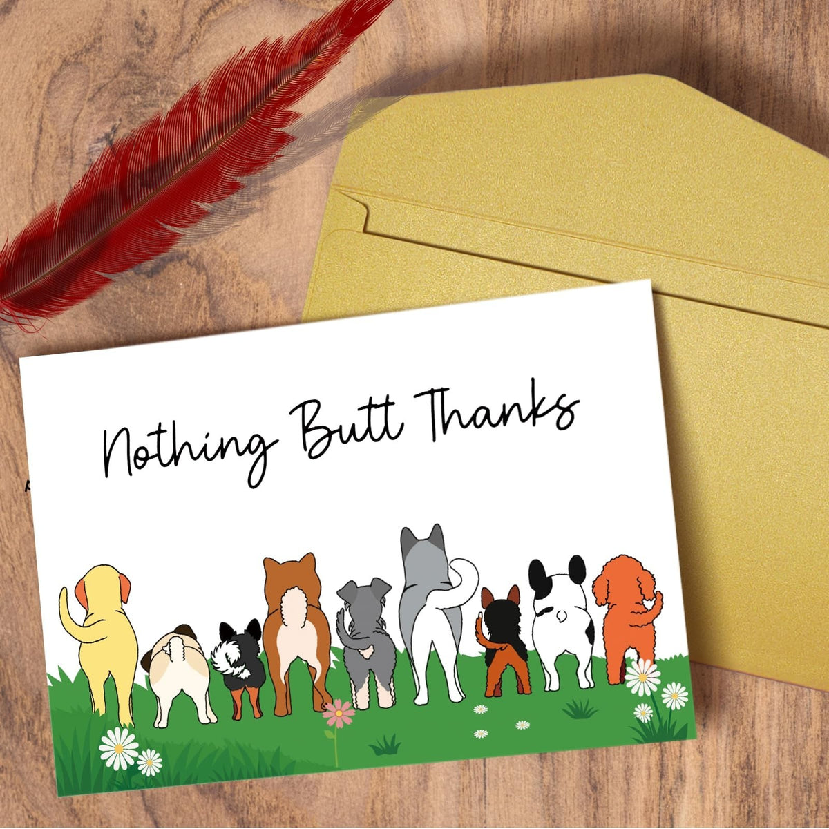 Funny Dog Thank You Card for Dog Owners - Cute Appreciation Card with Doggy Butt Humor