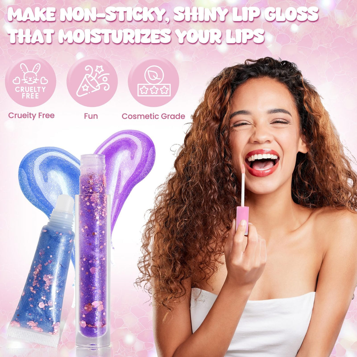 DIY Lip Gloss Making Kit with Pigments & Glitter - Customizable 1 Fl Oz