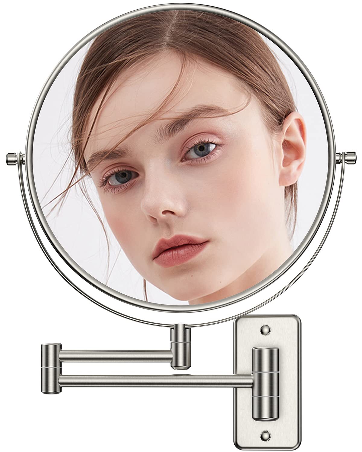 9-Inch Wall Mounted Makeup Mirror with 1X/10X Magnification, Swivel & Extendable Arm