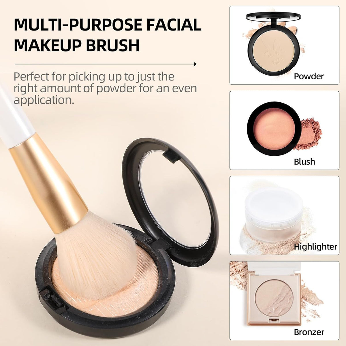 Large Fluffy Makeup Powder Brush with Soft Synthetic Bristles