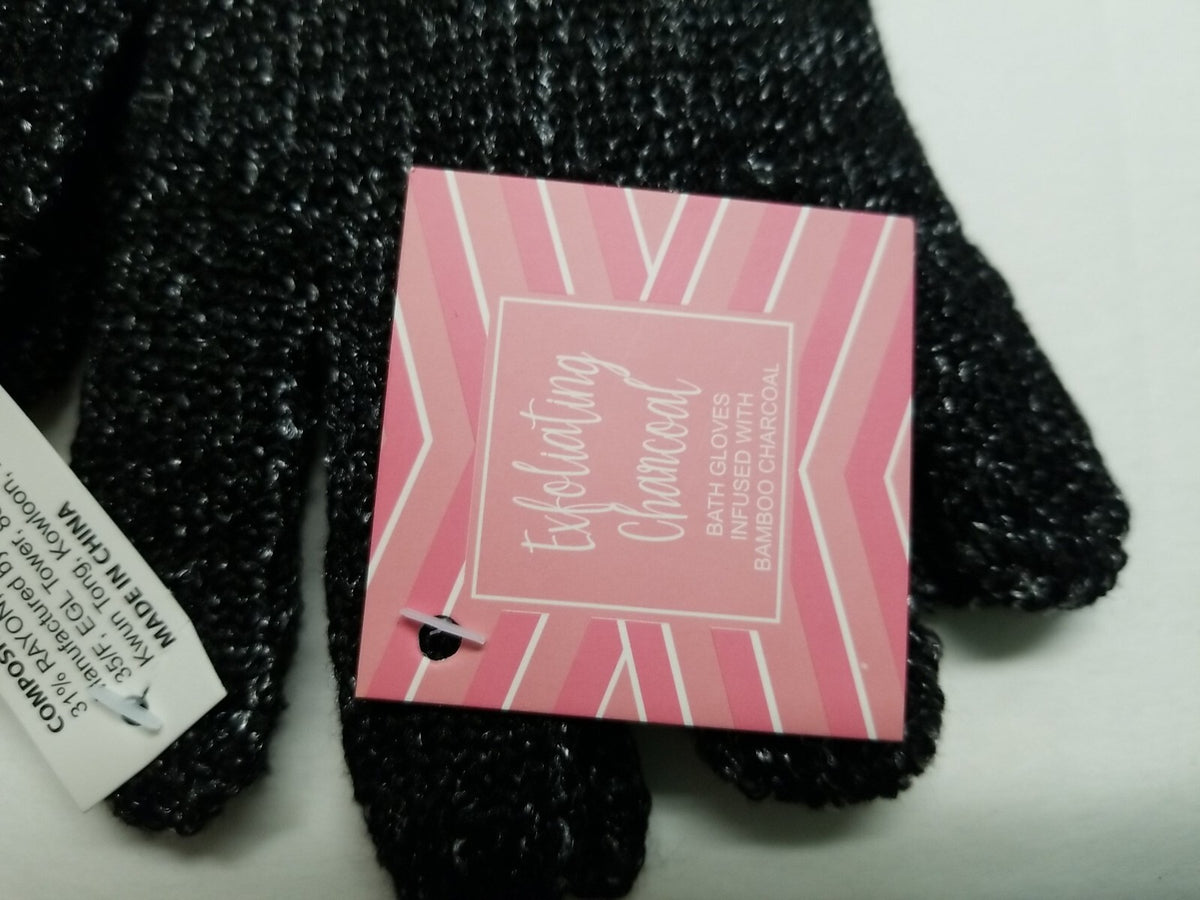 Exfoliating Charcoal Gloves Infused With Bamboo Bath Shower Lot of 2