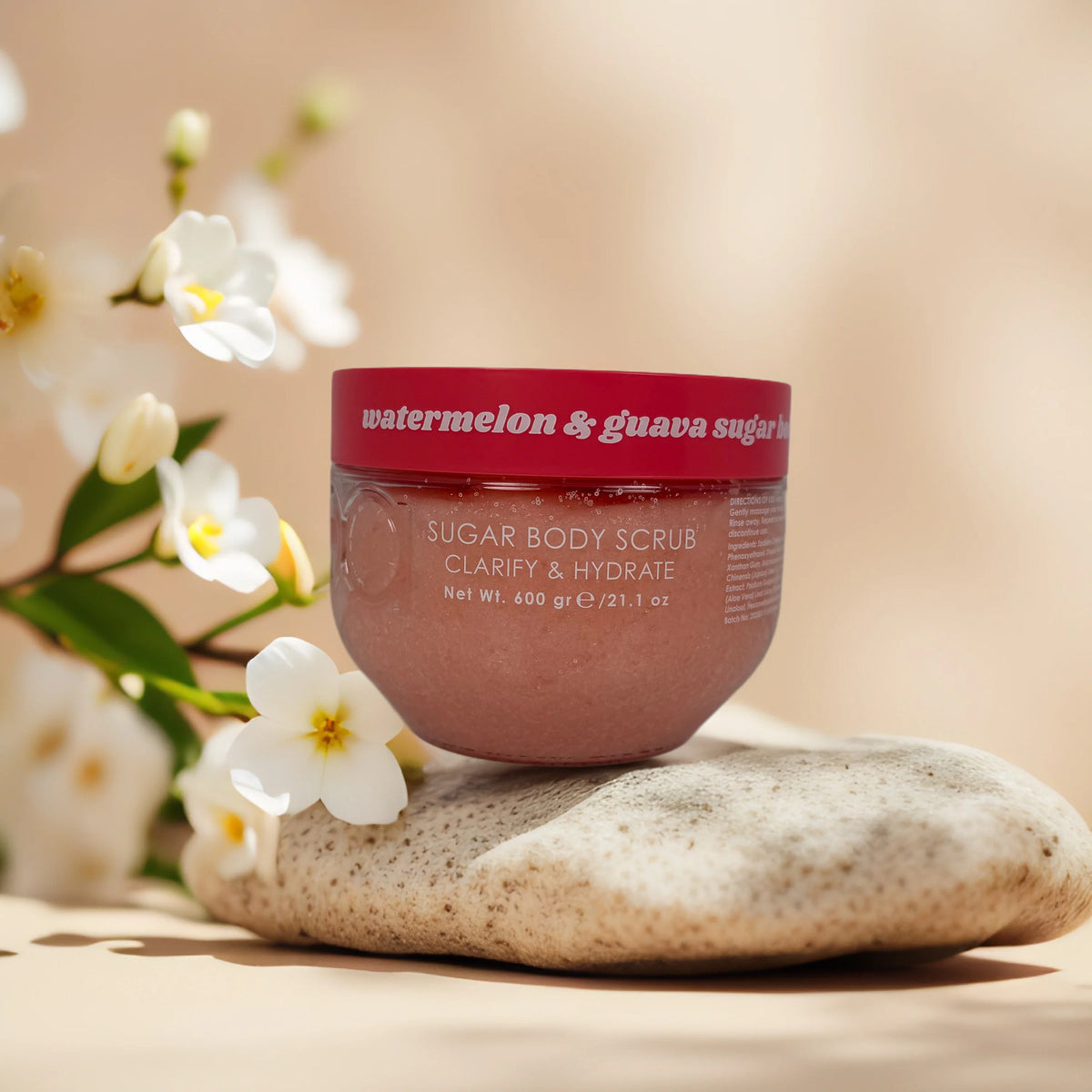 Watermelon & Guava Body Scrub - Hydrating Sugar Exfoliant with Shea & Jojoba