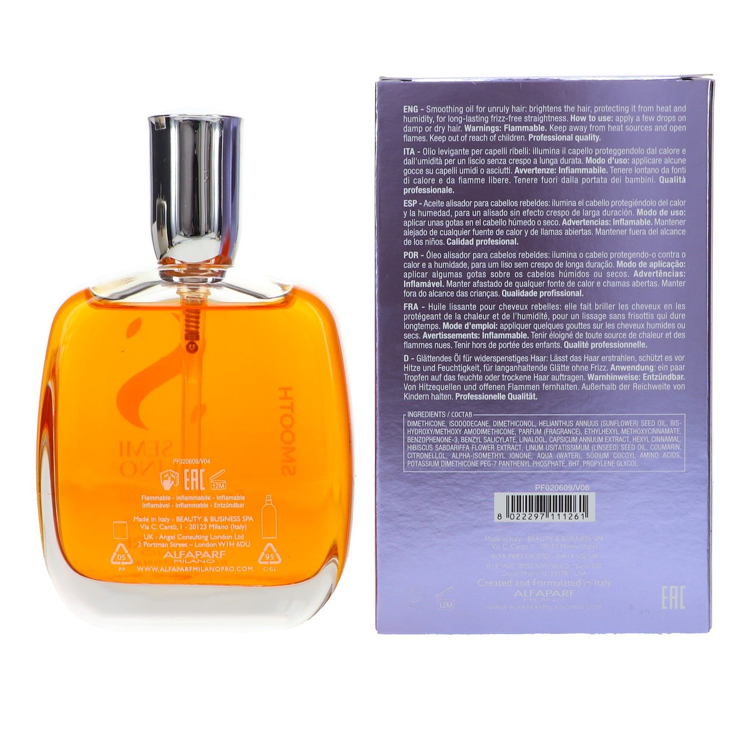 Semi Di Lino Smoothing Hair Oil - Hydrating Frizz Control 3.38 oz