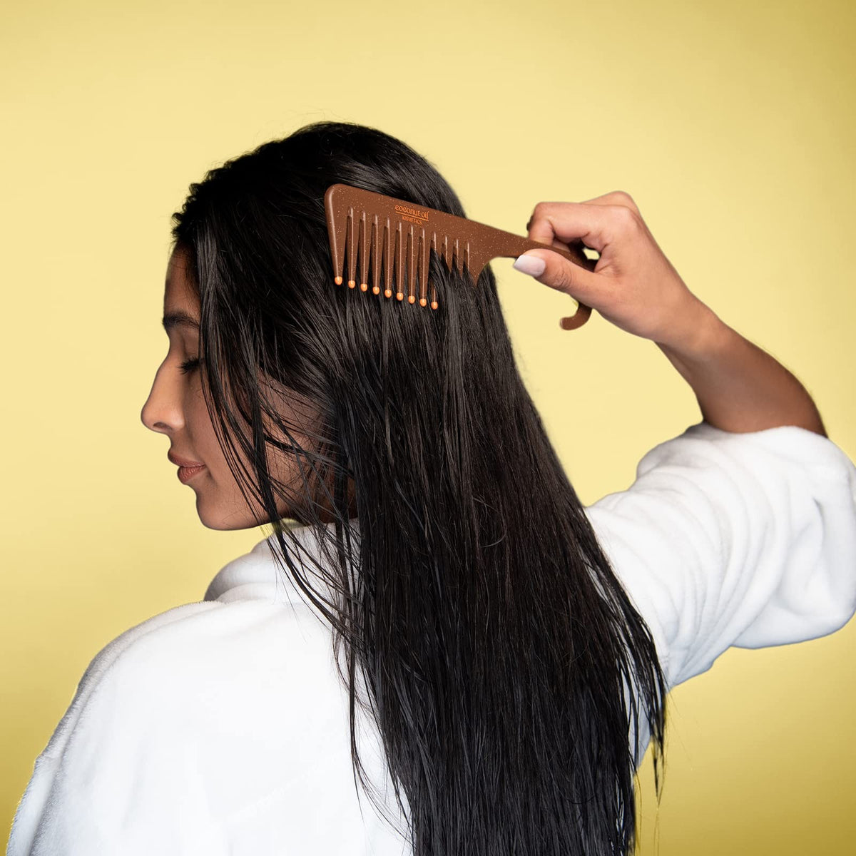 Coconut Oil Infused Wide Tooth Shower Comb for Detangling & Frizz Control
