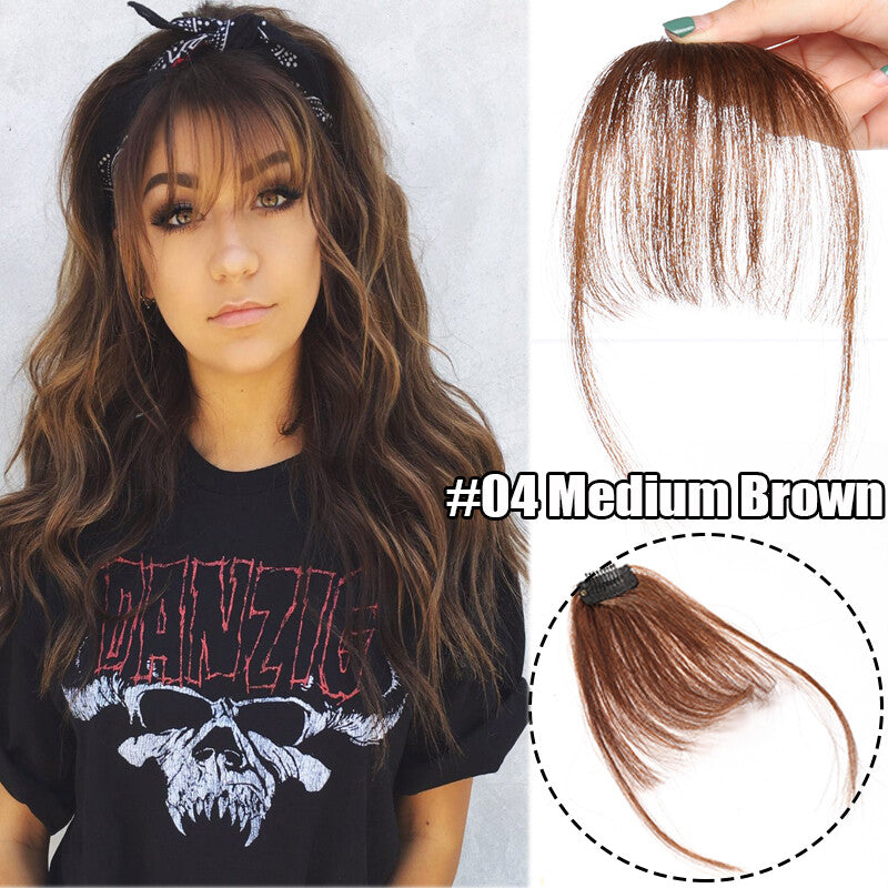 Women Remy Clip-In Hair Extensions Bangs Front Top Piece - Blonde & Dark Colors