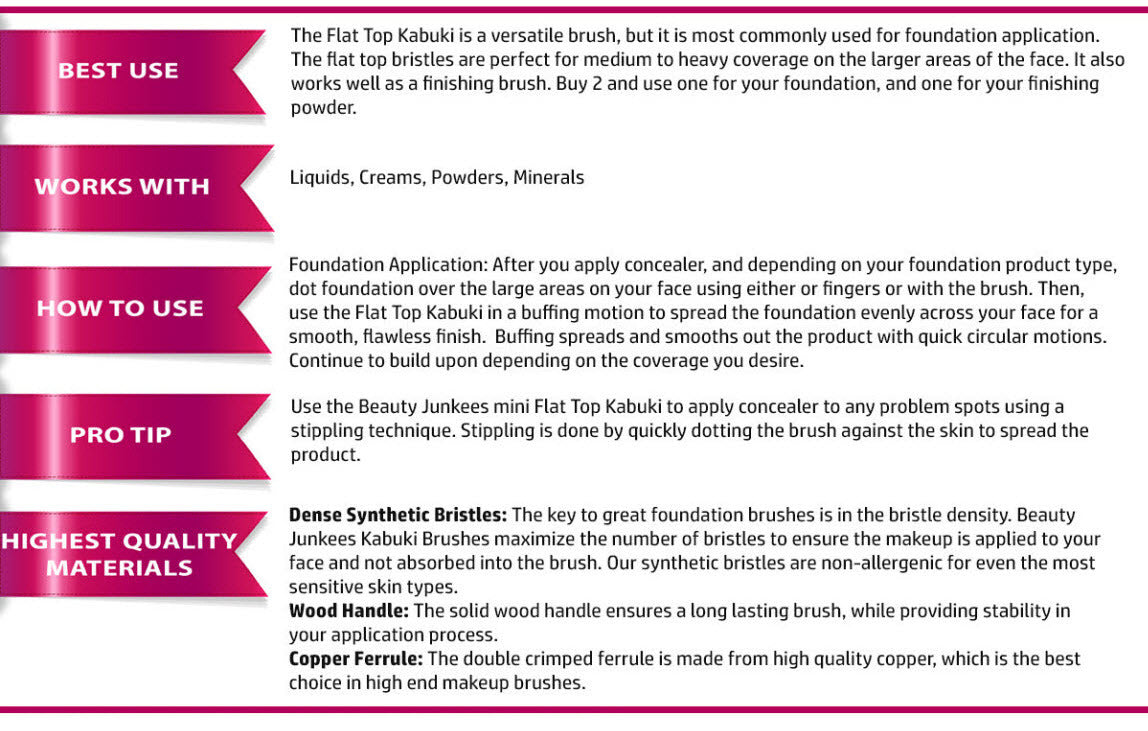 Flat Top Kabuki Makeup Brush - Beauty Junkees Exclusive