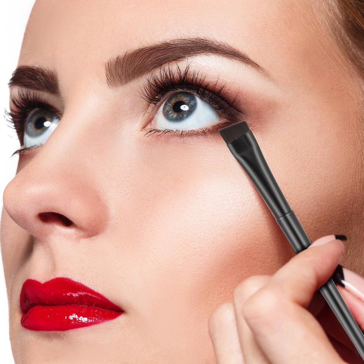 Angled Eyeliner & Brow Brush Set - Precise Makeup Tools for Eyes & Brows