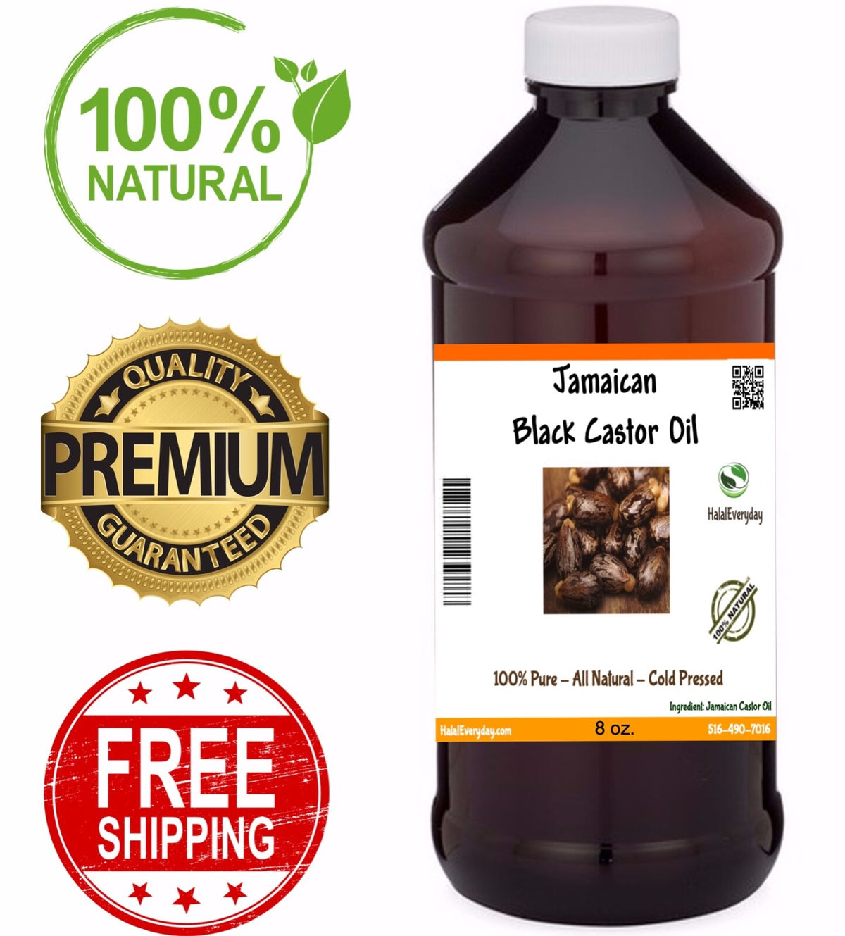 8 Oz Jamaican Black Castor Oil for Hair Growth & Nourishment - Pure & Natural