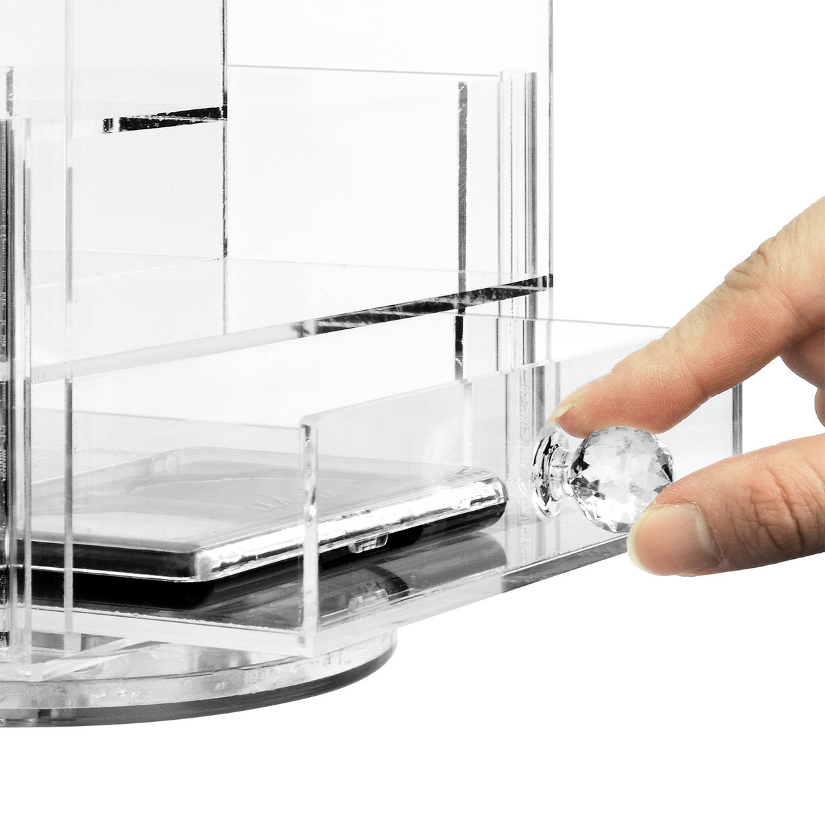 Rotating Acrylic Makeup Organizer with 18 Lipstick Slots & Compartments