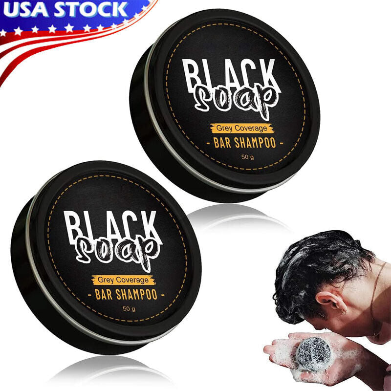 Men's Grey Hair Cover Shampoo - Darkening Black Soap for Gray Hair - 2 Pack