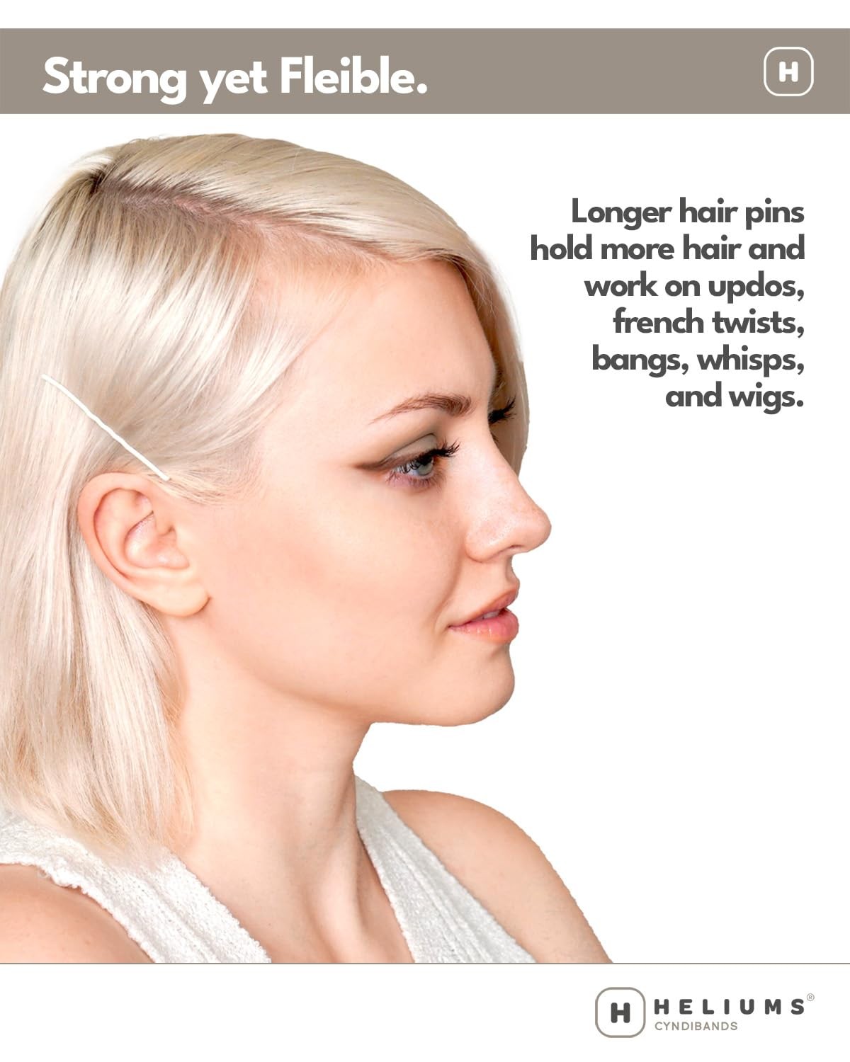 Heliums Large Bobby Pins - Platinum White 2.5 24 Count (Pack of 1),