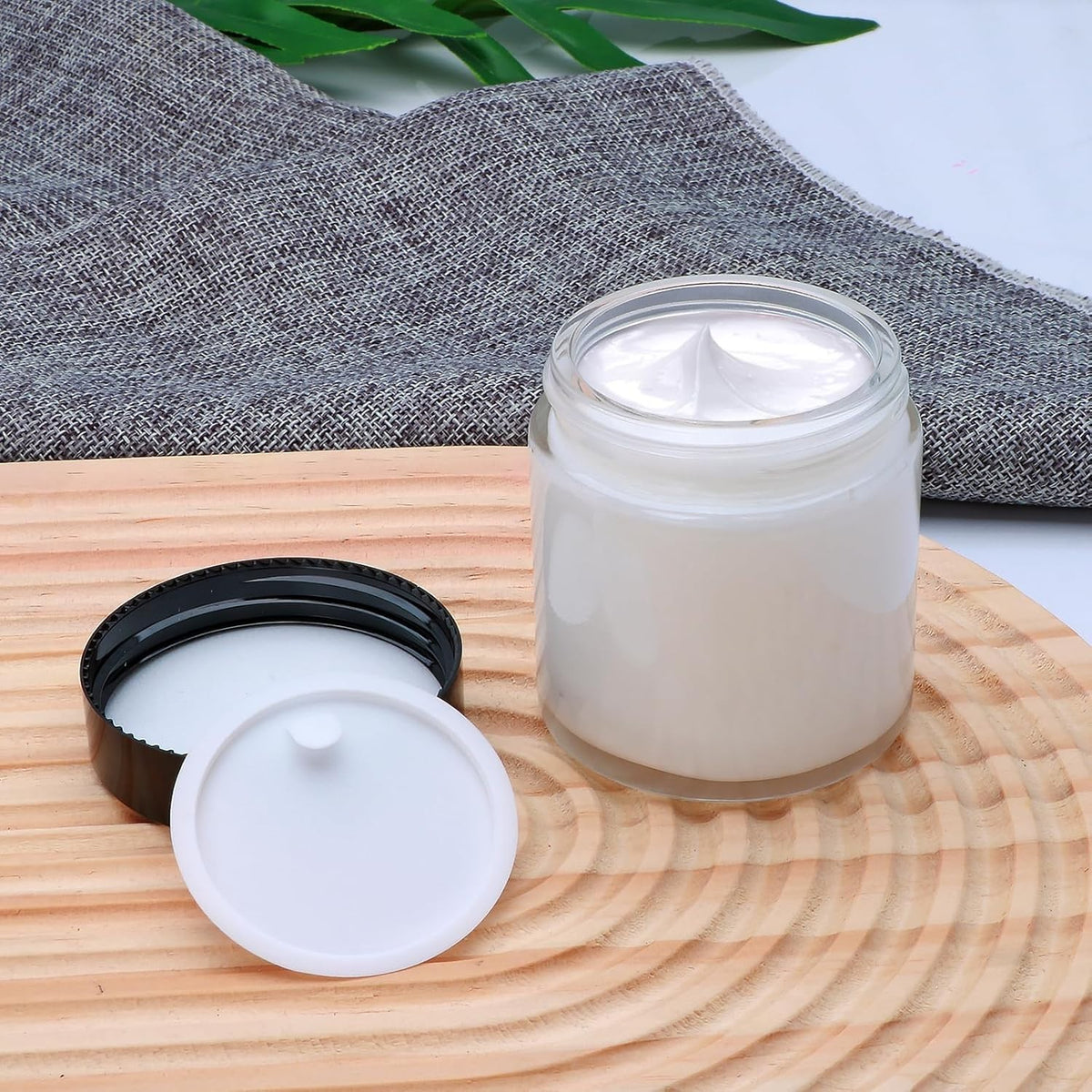 Glass Cosmetic Jars with Black Lids - Leak-Proof Travel Containers 25-Pack