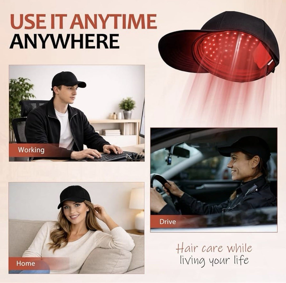 Red Light Therapy Hair Growth Cap - LED Hat for Men & Women