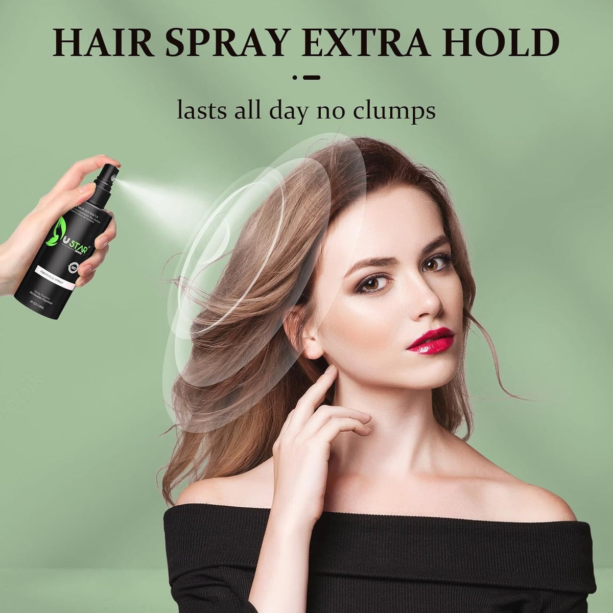 Hair Building Fibers Spray Powder - Natural Black (4-in-1 Kit)