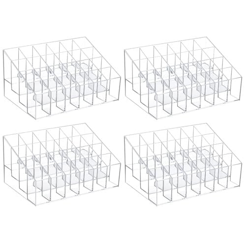Acrylic Lipstick Organizer - 24-Compartment Clear Cosmetic Display Box