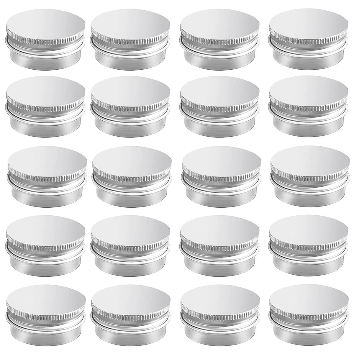 20 Pack Refillable Aluminum Cosmetic Jars with Screw Lids - 0.5 Oz