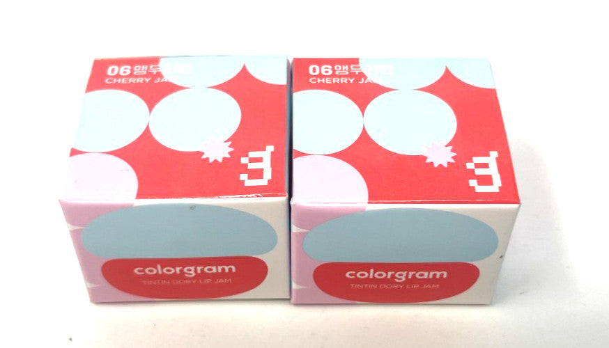 Set of 2 Cherry Lip Jam Lip Glosses - Colorgram Tintin Dory in New Packaging