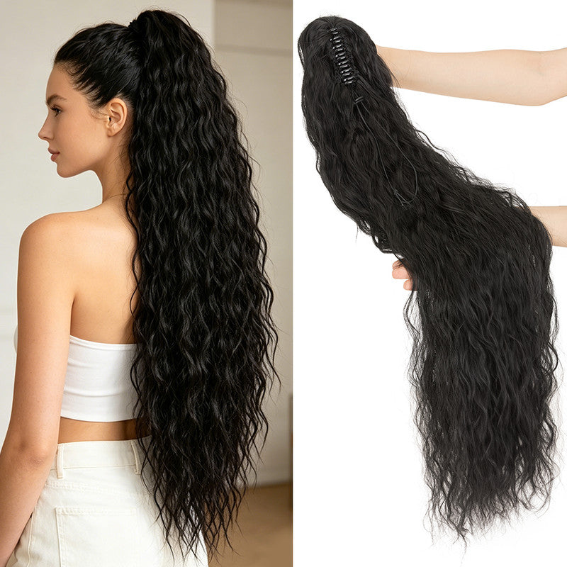 30-Inch Fluffy Ponytail Hair Extension with Claw Clip - Straight & Wave Styles