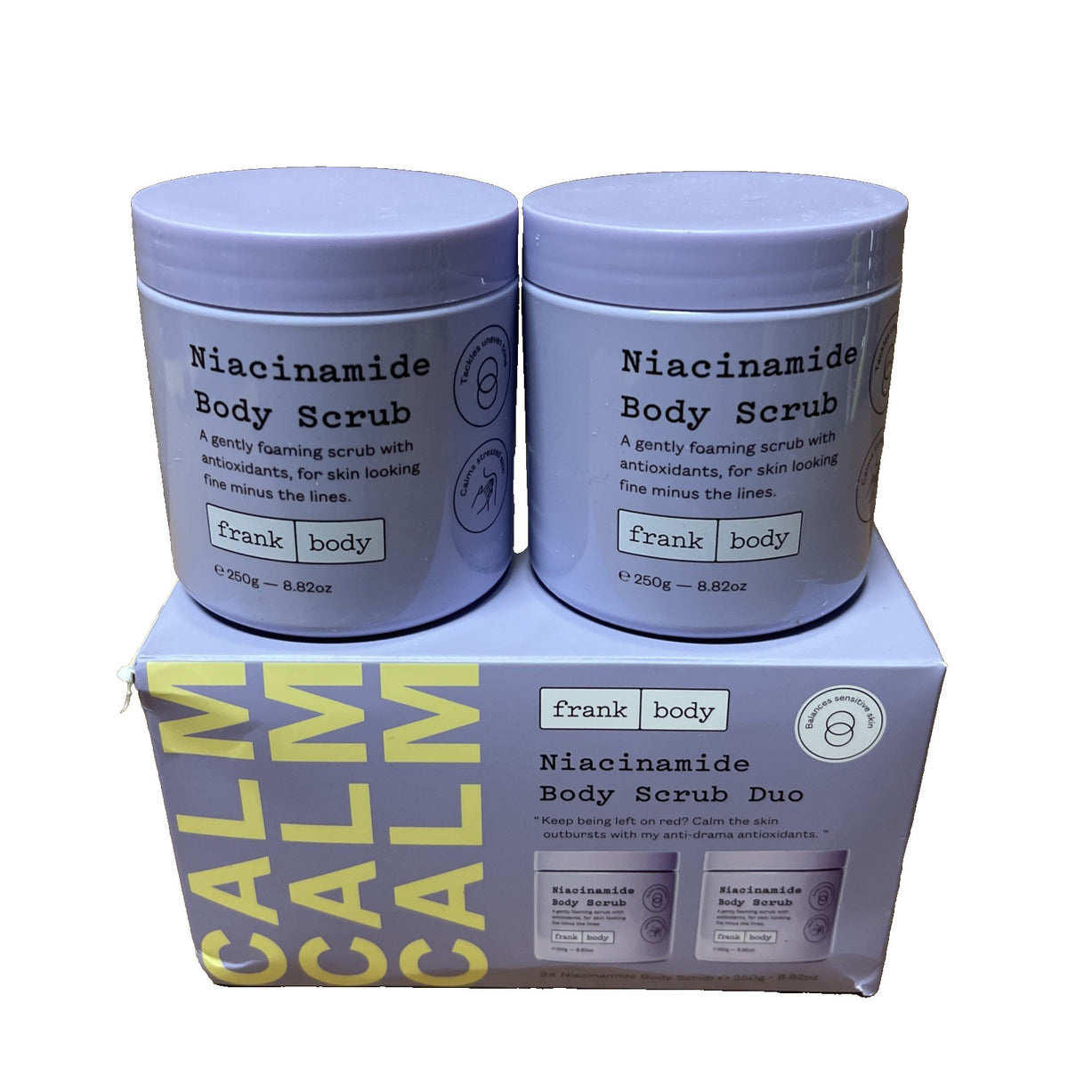 Frank Body Calm Niacinamide Scrub Duo 2 x 8.82 oz Soothing Exfoliating