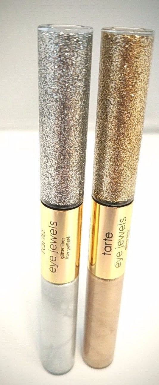 Glitter Eyeliner Set with Eye Jewels - White Gold & Silver, 0.14 oz Each