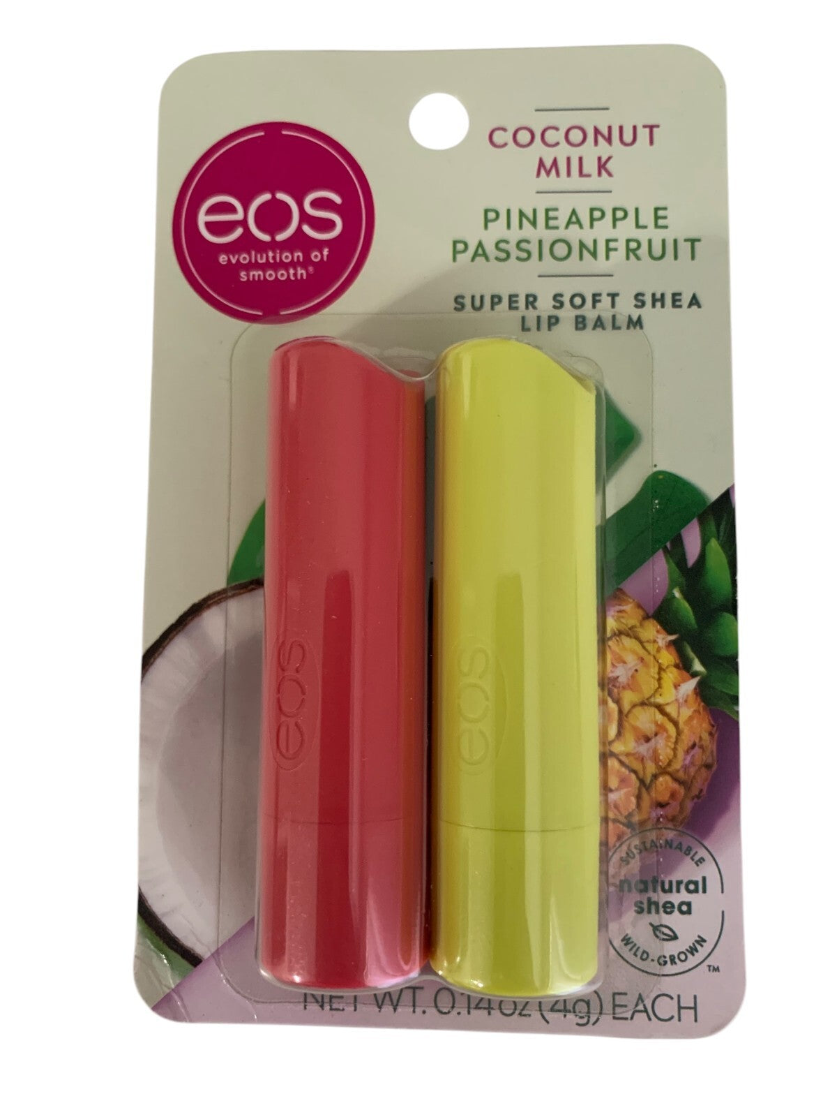 EOS Shea Lip Balm Set - Coconut Milk & Pineapple Passionfruit, 0.14 oz