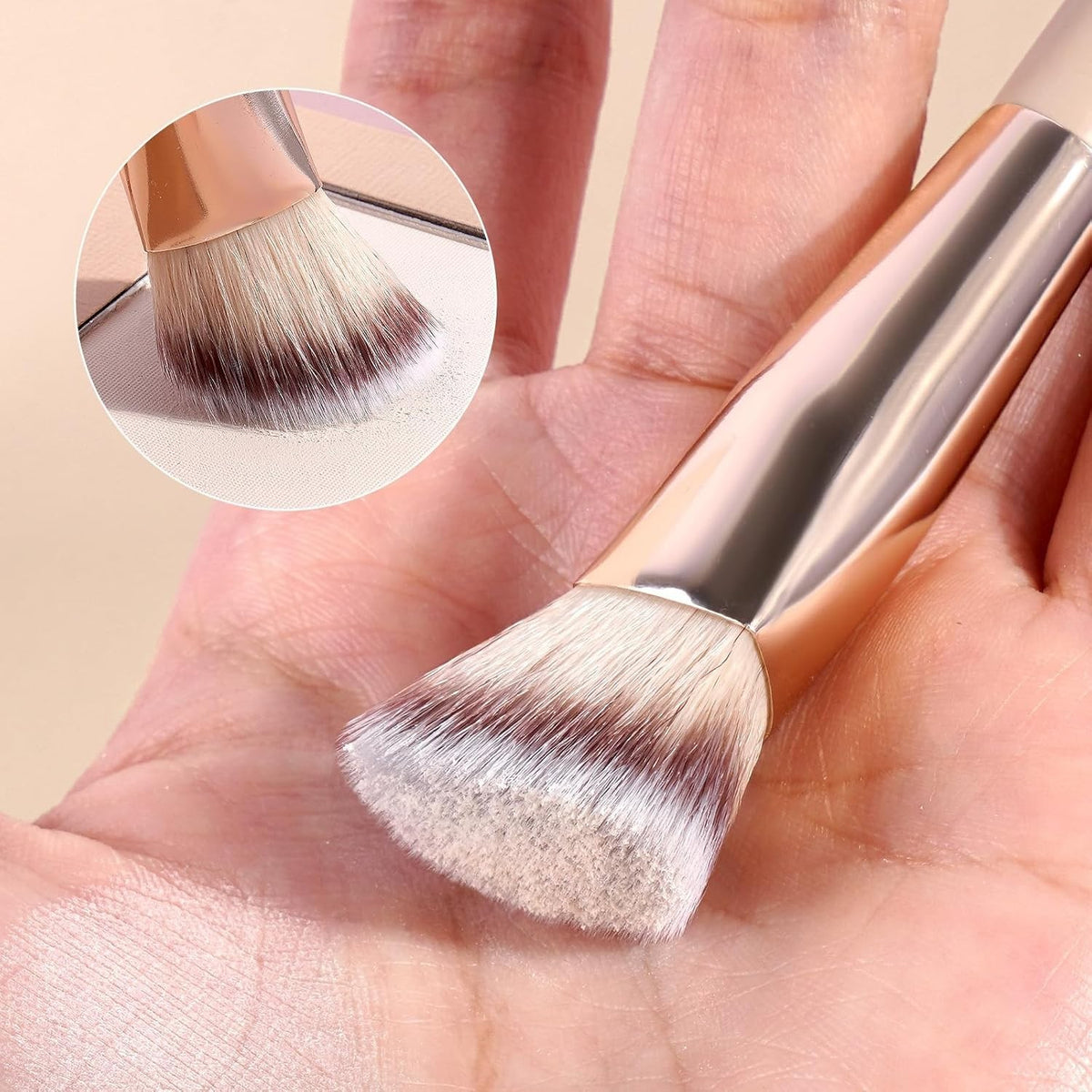 4-Piece Makeup Brush Set - Cruelty-Free Foundation, Concealer & Kabuki Brushes