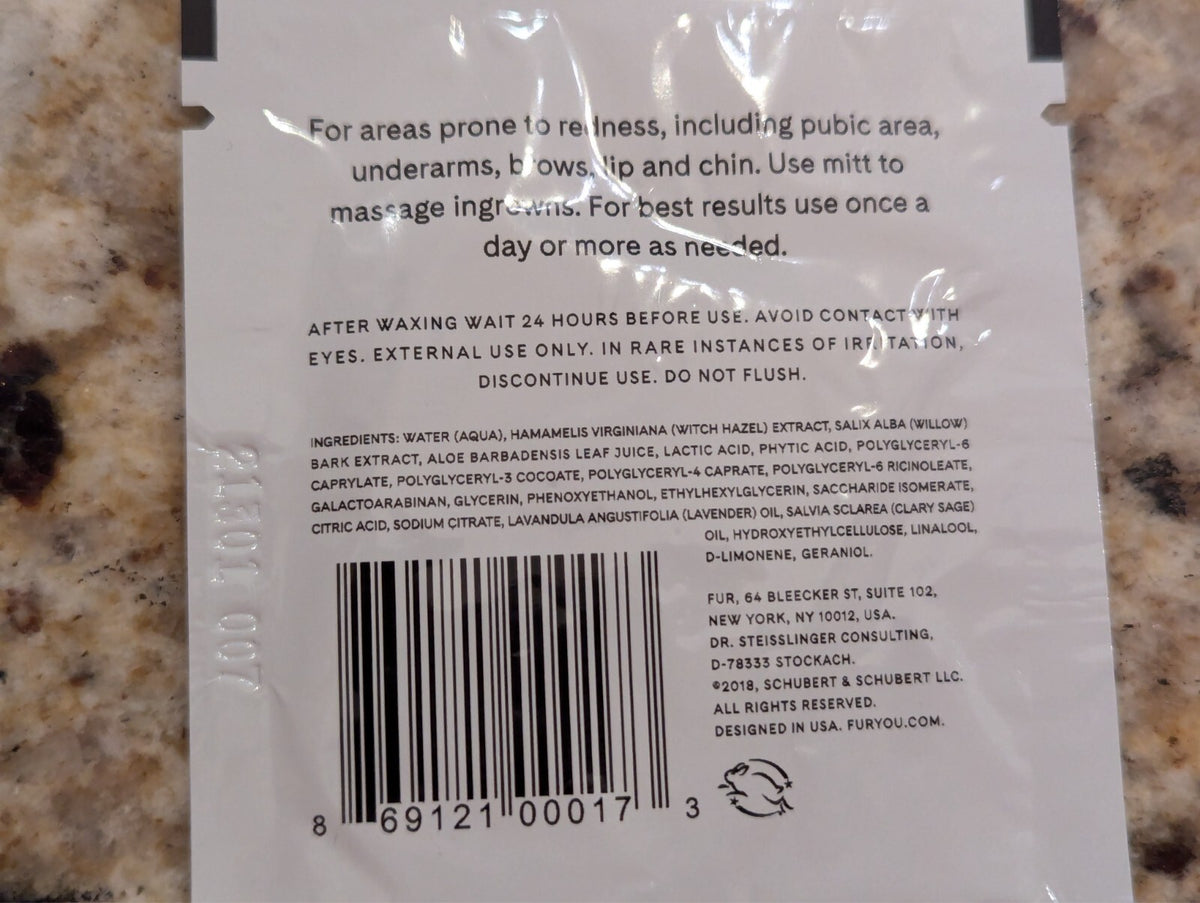 Fur Ingrown Eliminator Serum Infused Mitt + Cleansing Wipe (3 each)