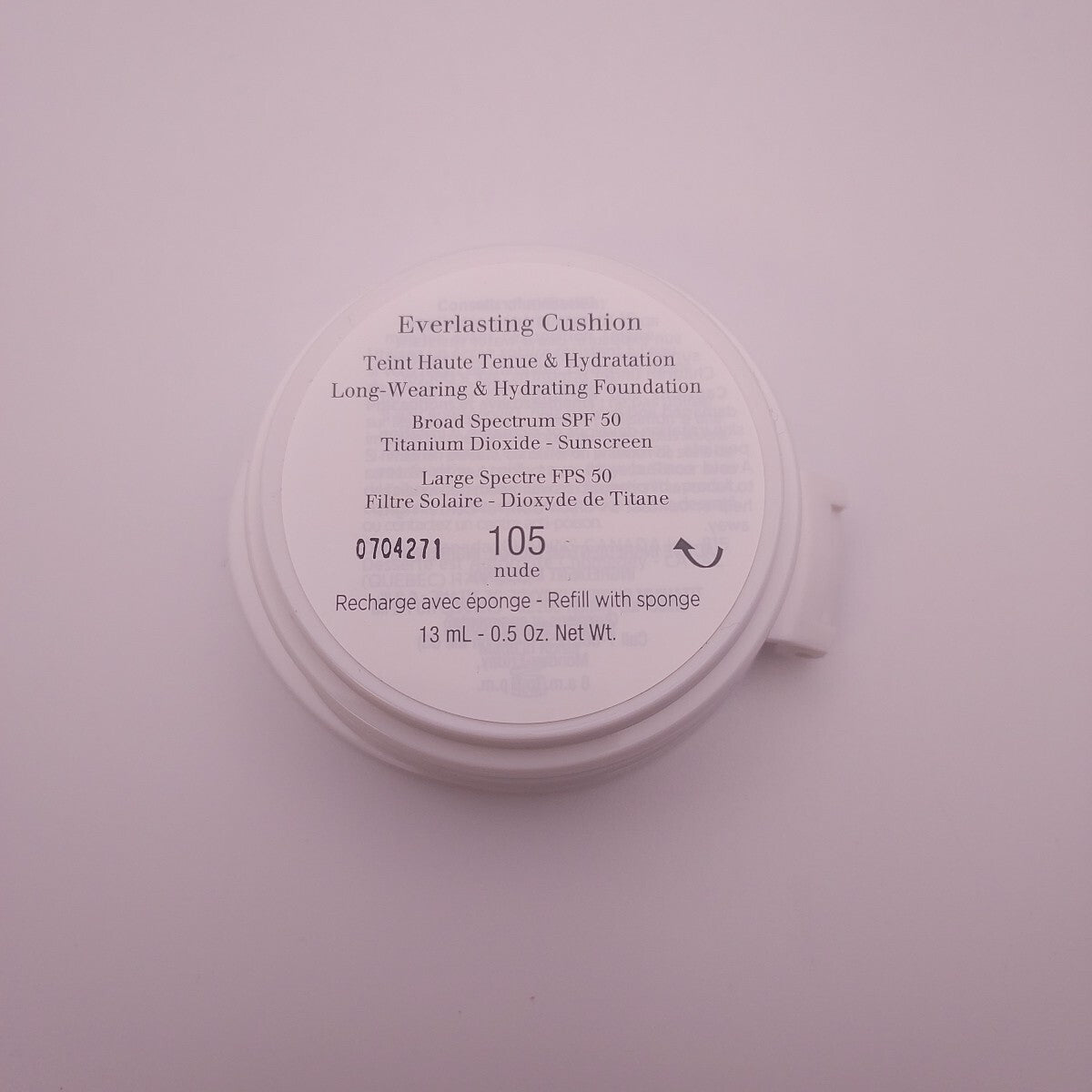 Clarins Everlasting Cushion Foundation Refill SPF 50 Nude 105 — Sealed