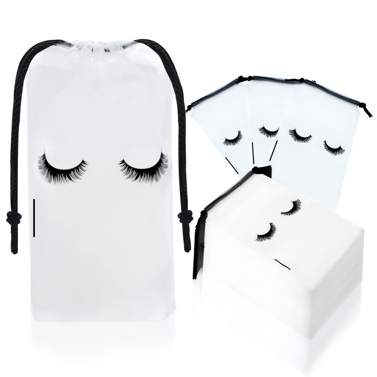 50 Pcs Waterproof EVA Cosmetic & Eyelash Aftercare Bags - Frosted White