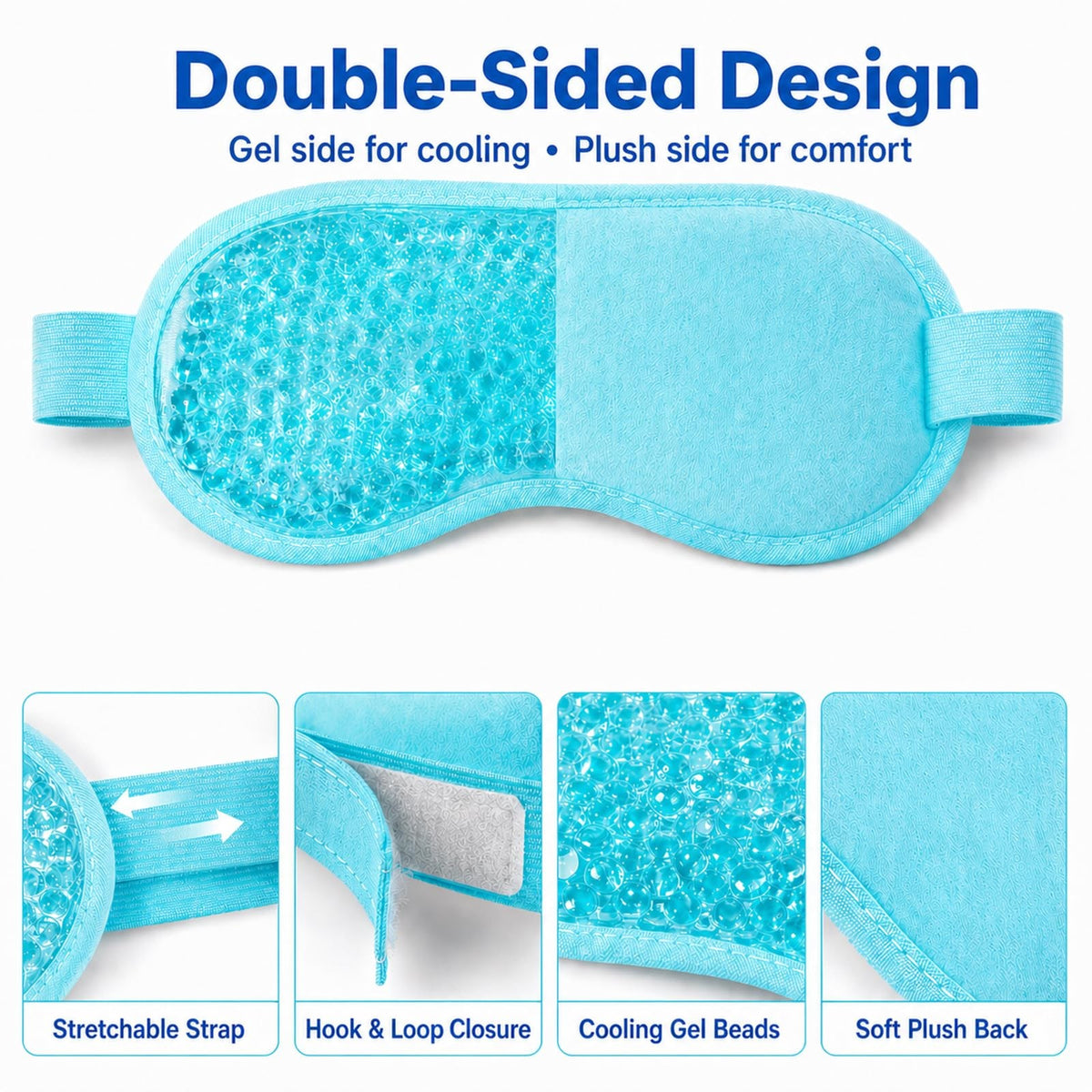 Cooling Gel Eye Mask Set for Puffy Eyes and Dark Circles - Reusable Blue & Pink