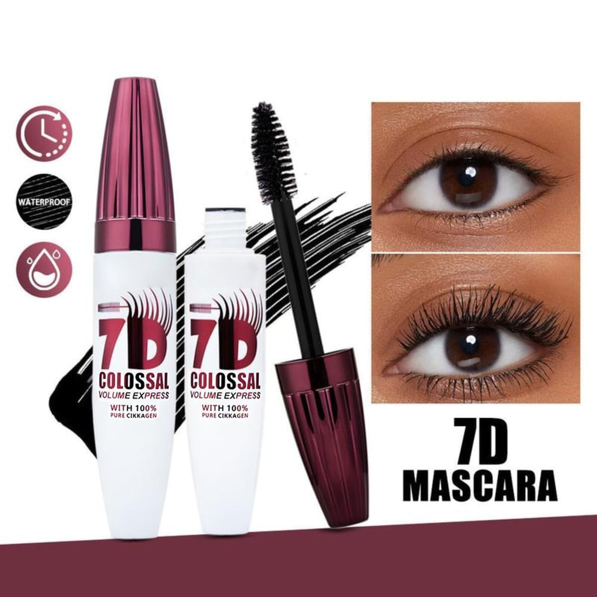 7D Waterproof Volumizing Mascara - Lengthening & Thickening Black Lash Enhancer