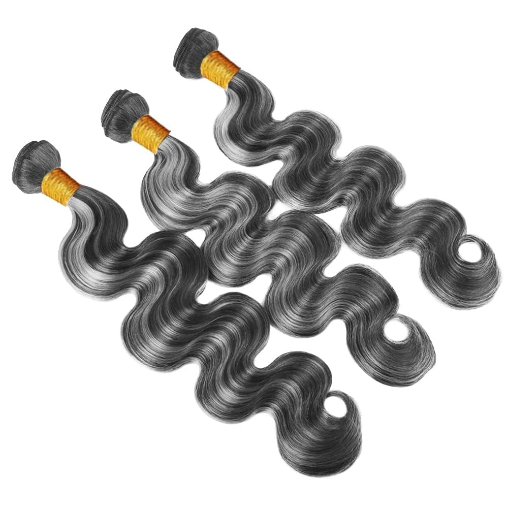 Grey Body Wave Human Hair Bundles - 18, 20, 22 Inch Brazilian Virgin Hair