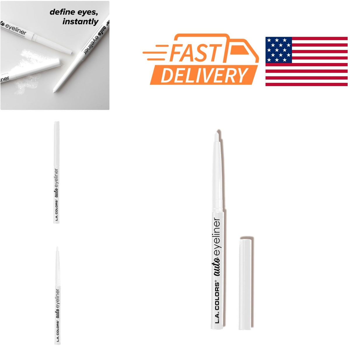 White Waterproof Eyeliner Pencil - Long-Lasting, Smudge-Proof, Creamy Texture