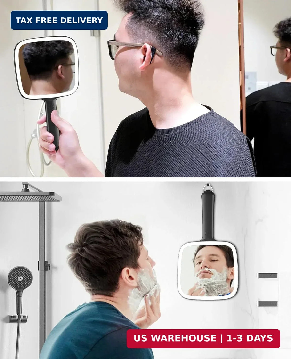 Lighted Hand Mirror with Dimmable LED Lights - Portable Makeup & Styling Mirror