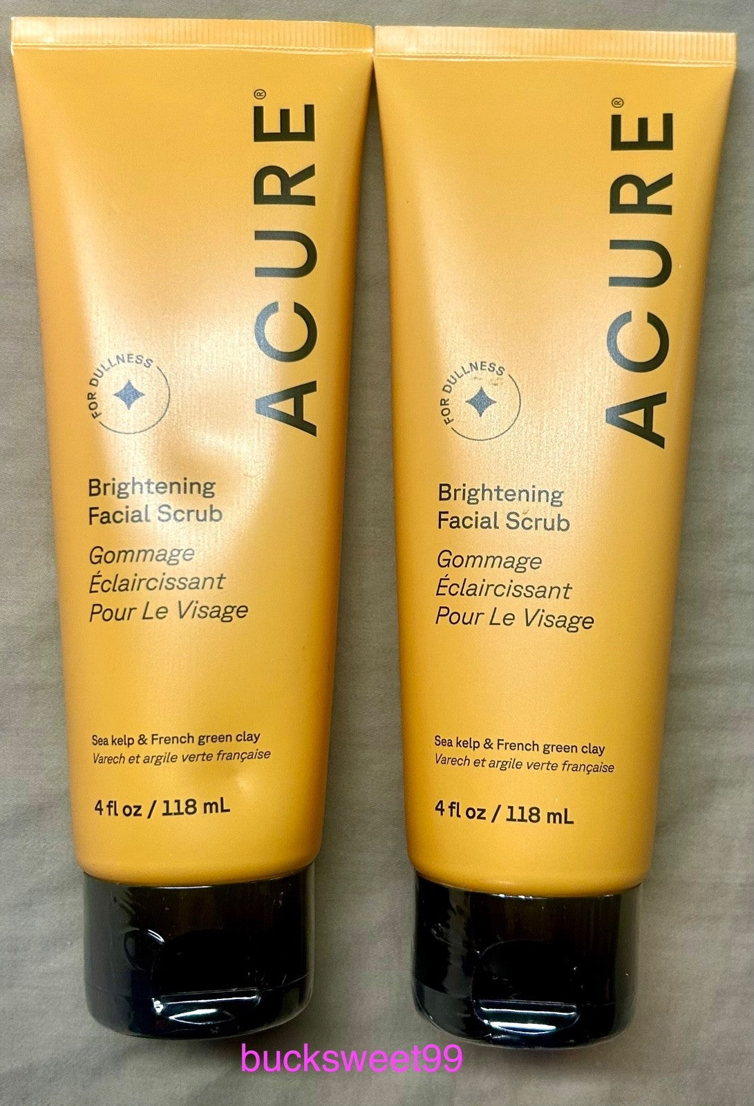ACURE Brightening Facial Scrub - 4 oz each SEALED 2-PACK