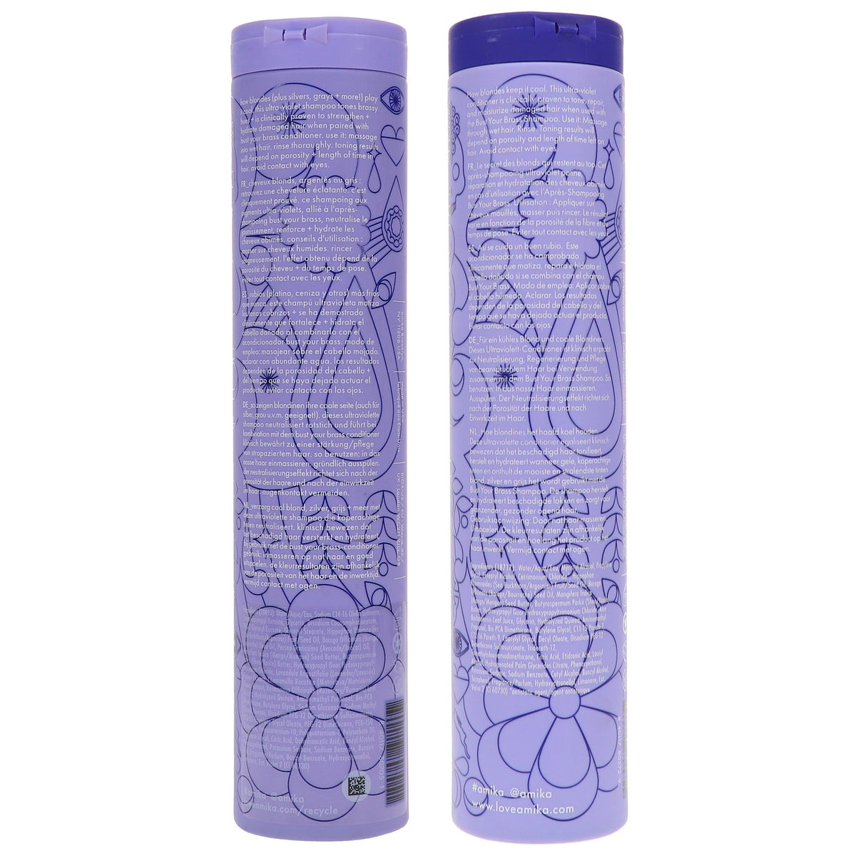 Blonde Hair Purple Shampoo & Conditioner Set - Amika Bust Your Brass 9.2 oz