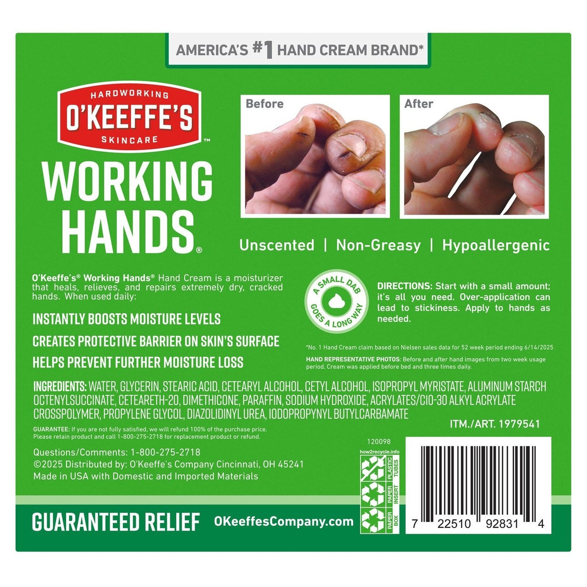 O'Keeffe's Working Hands Cream - 3 Tube Set (16 oz)