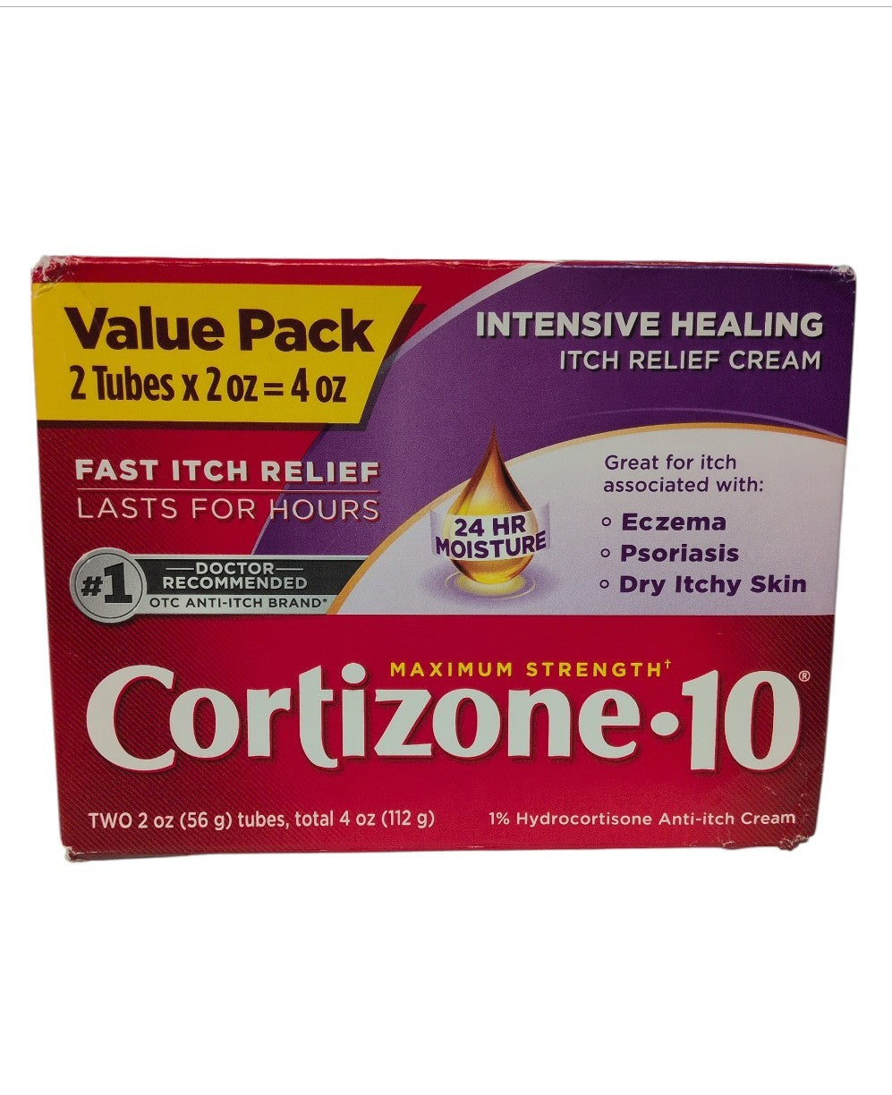 2 Pack Cortizone 10 Intensive Moisture Cream 2 oz - Skin Relief & Hydration
