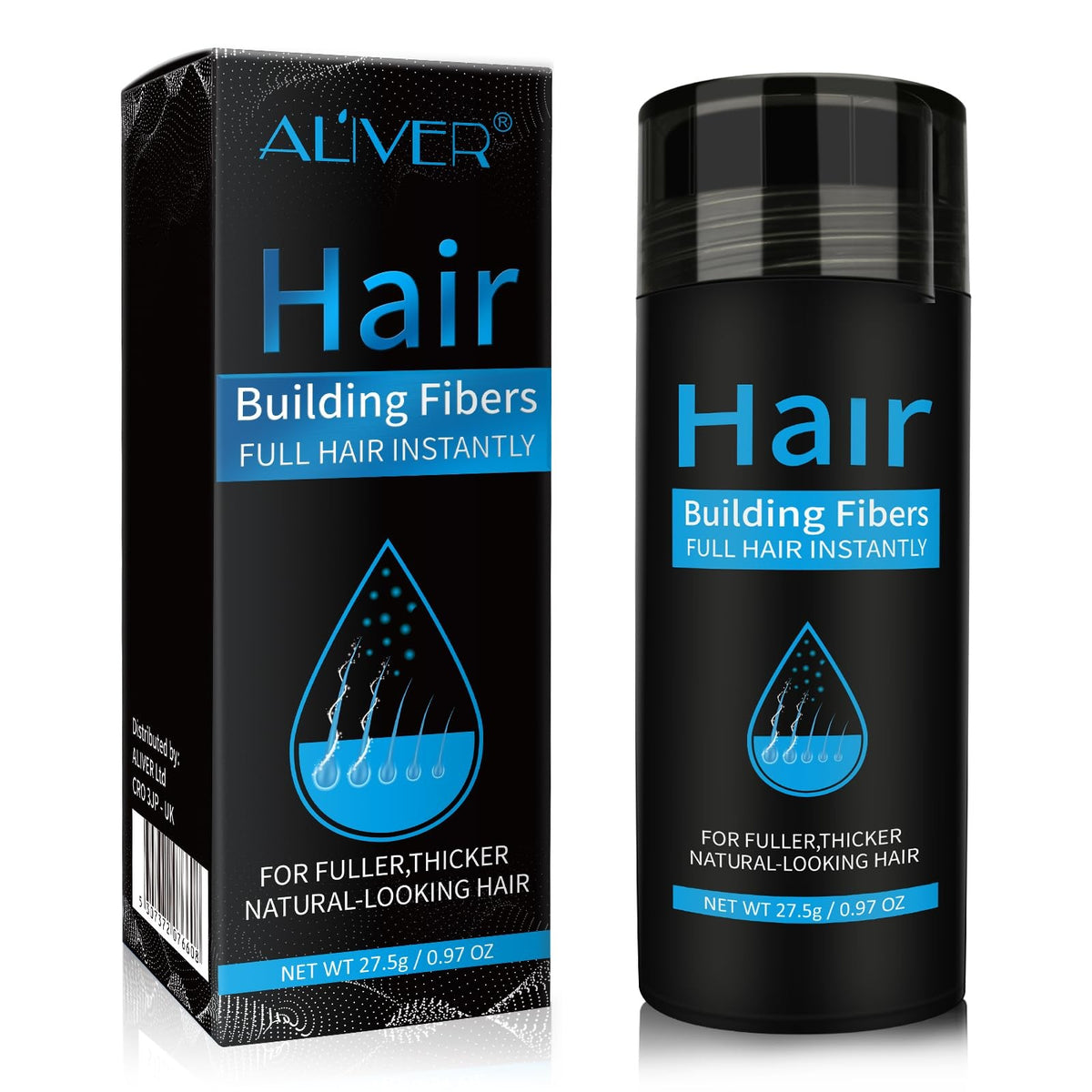 Hair Fibers for Thinning Hair - Black, 0.97 oz