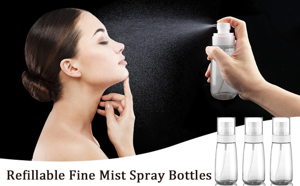 3 Pack Fine Mist Spray Bottles 3.4oz/100ml TSA Travel Refillable Cosmetic Bottles