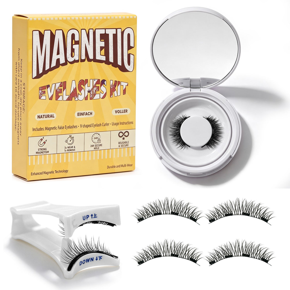 Magnetic Reusable Lash Kit – Natural Glam Eye Makeup Set with Eyelash Tools