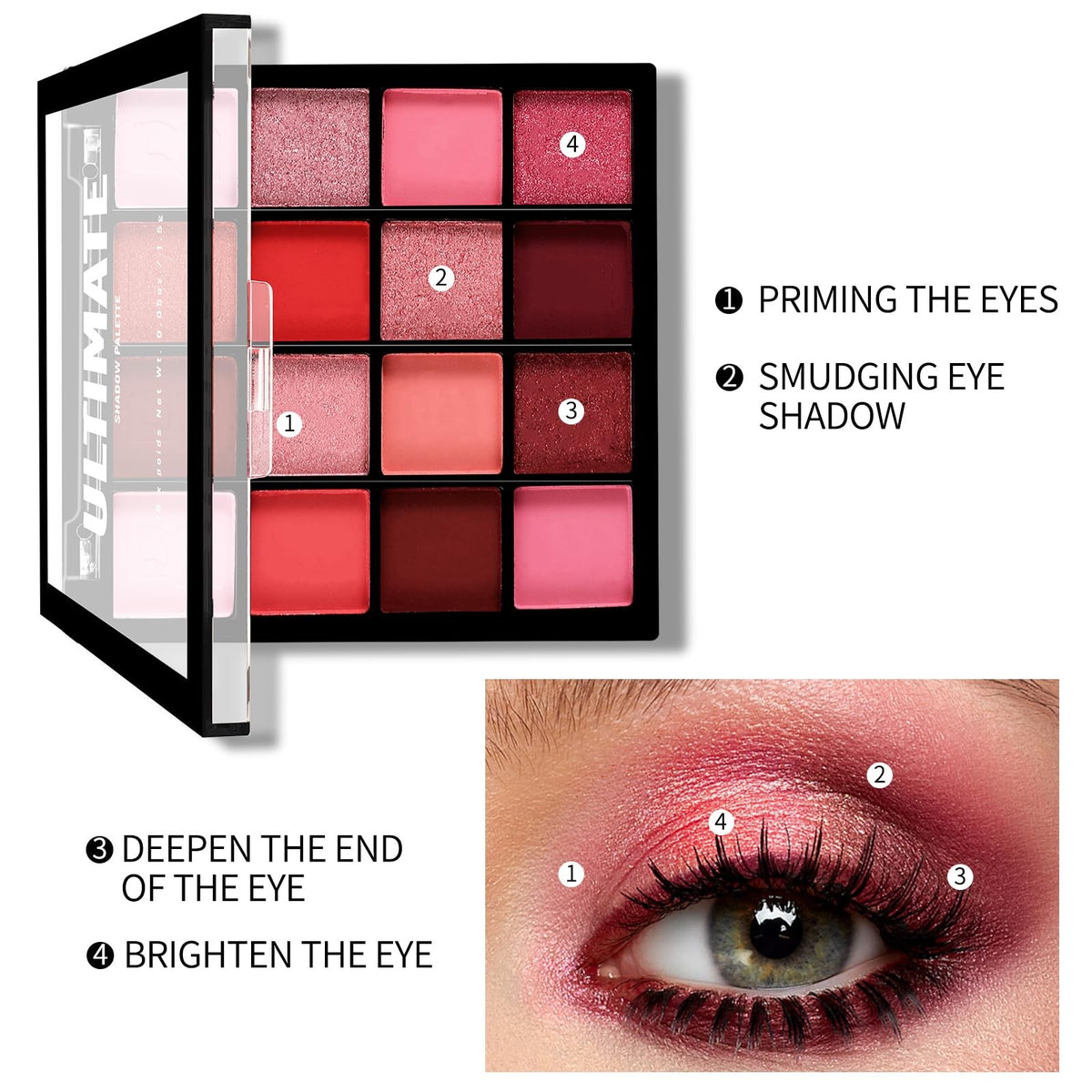 Colorful Eyeshadow Palette - 16 Highly Pigmented Shades for Eye Makeup