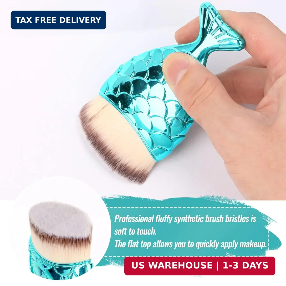 Kids Sunscreen Brush - Soft Face Kabuki Applicator with Fish Design