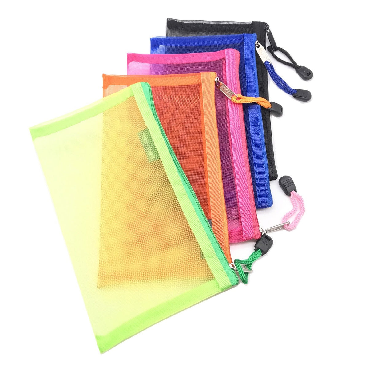 Multipurpose Nylon Mesh Cosmetic Bags - Pack of 5 Travel Organizer Cases