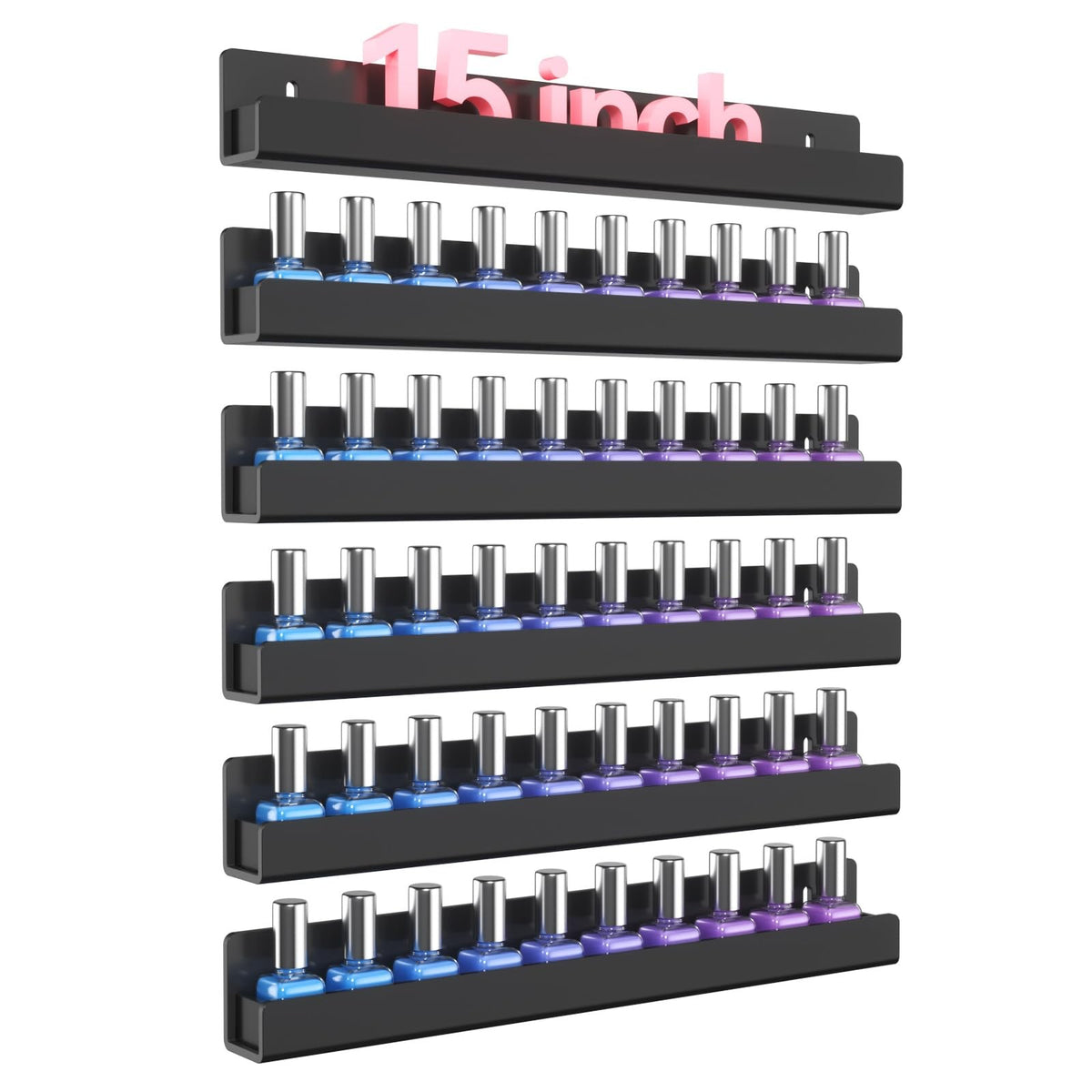 6 Pack Wall Mounted Nail Polish Racks Acrylic Display Shelves Organizer