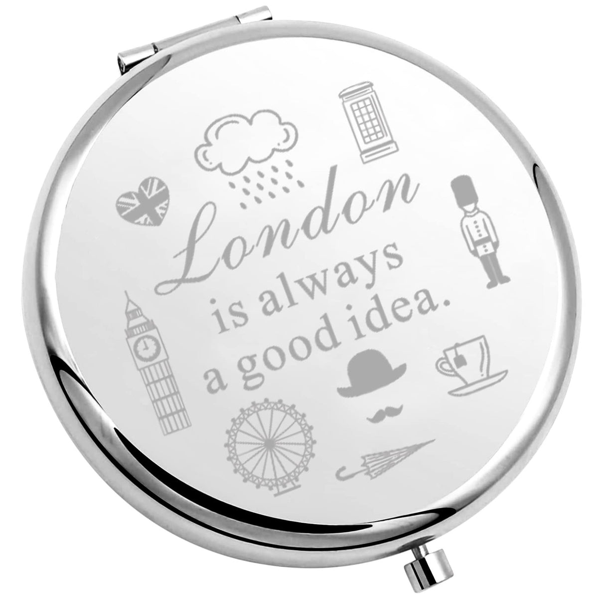 Mini Travel Compact Mirror with Magnifying & Standard Sides - Silver