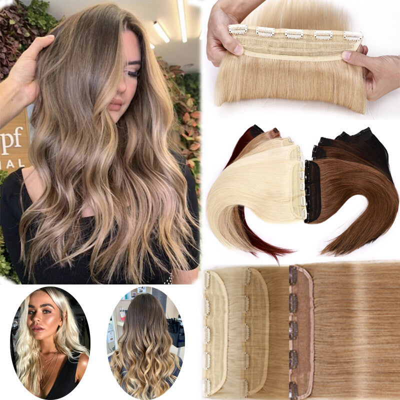 Clip-In Human Hair Extensions Thick & Full Head - Straight or Wavy