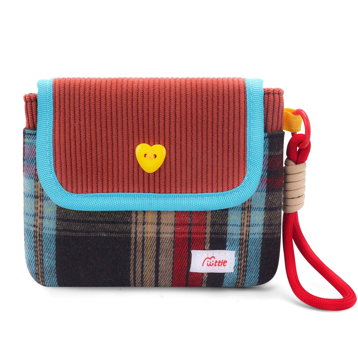 Mini Plaid Makeup Bag for Purse - Portable Cosmetic Organizer with Wrist Strap
