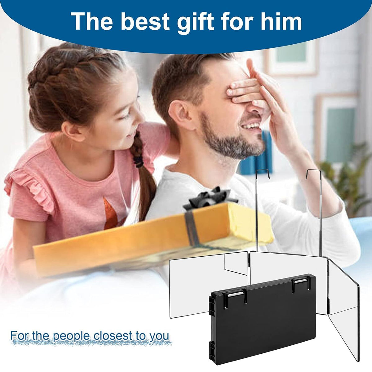 3-Way Self Hair Cutting Mirror with 360-Degree View for Men and Barbers